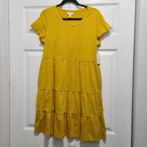 Time And Tru Mustard Yellow Size Small Dress Tiered New With Tag‎